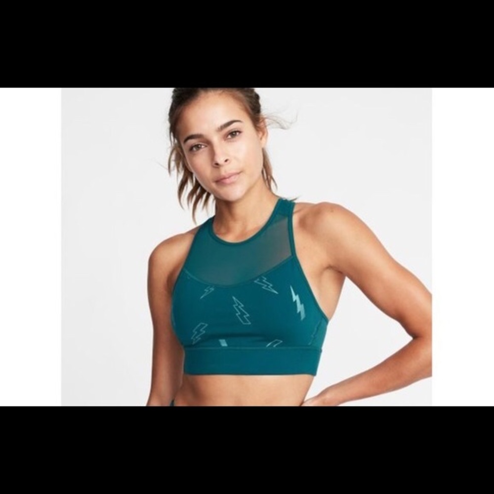 Lightning Bolt Mesh Sports Bra -Dark Teal NWOT
